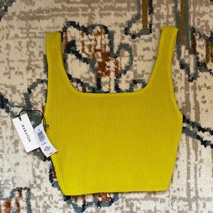 NWT Aritzia Babaton sculpt knit Arjun crop top tank in warm chartreuse XS